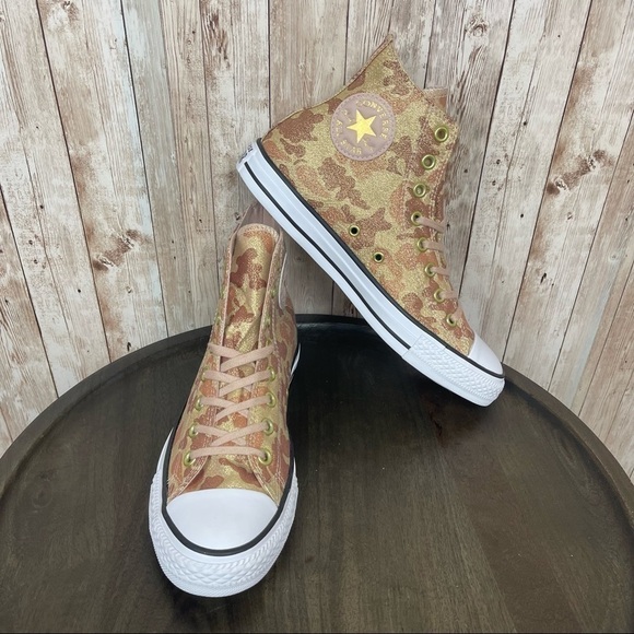 Converse CTAS Hi Particle Beige/Cameo Brown Glitter Sneaker Size 7 Women - Picture 1 of 9
